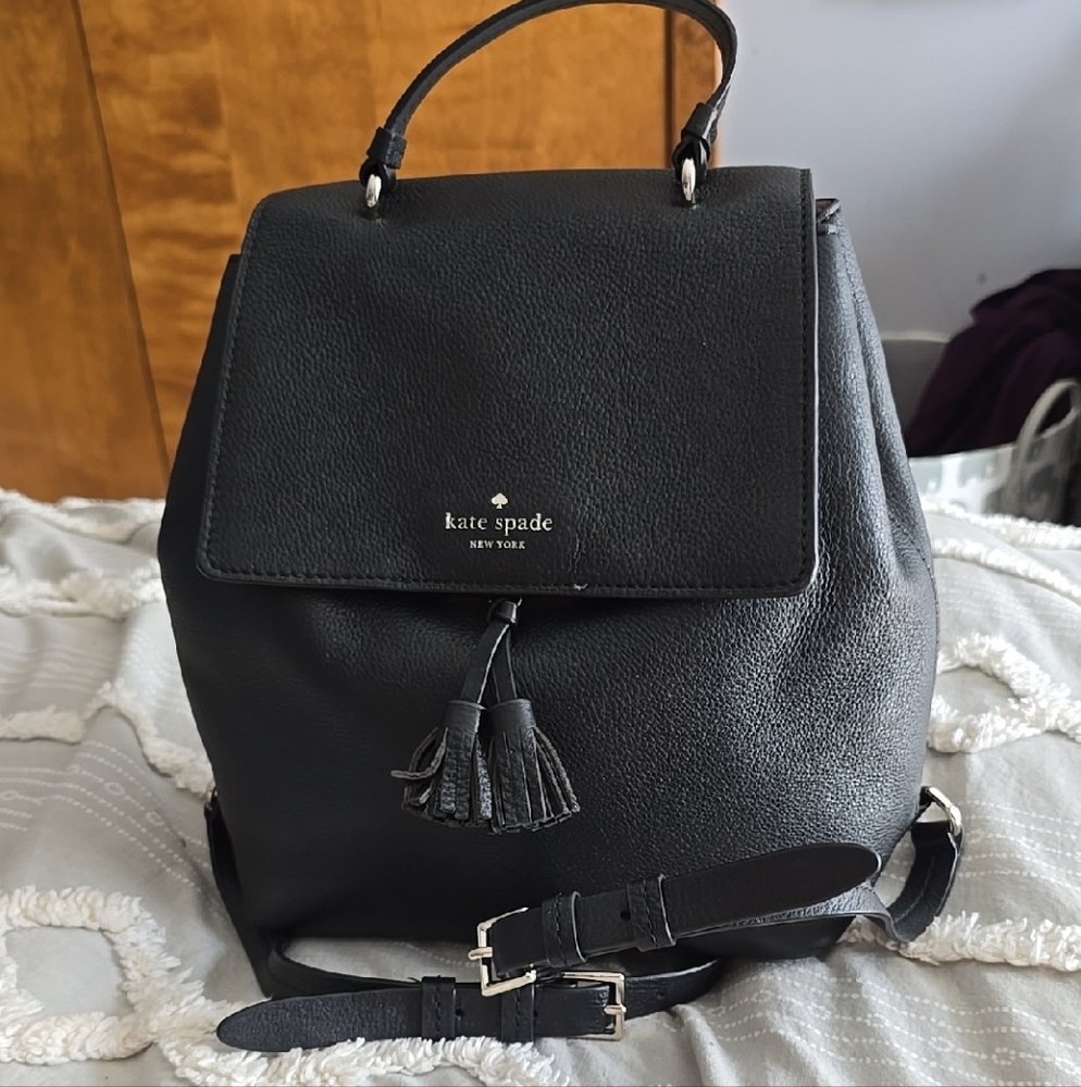 Kate Spade Black Leather Backpack